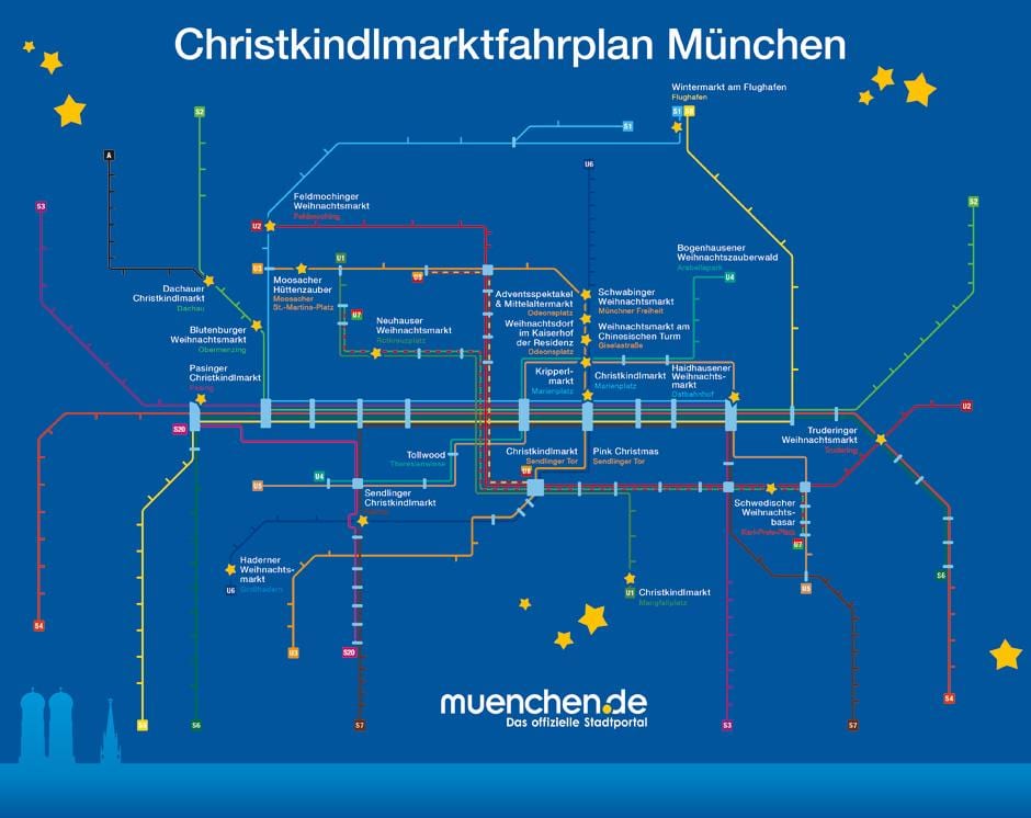 Bản đồ của munich thị trường giáng sinh