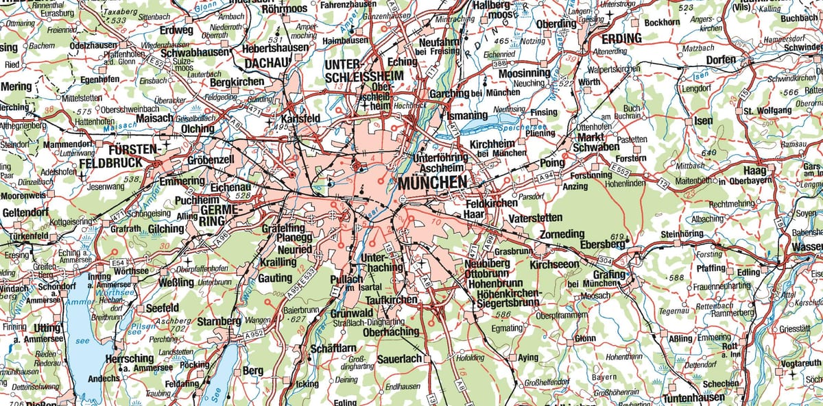 Bản đồ của munich và xung quanh thành phố