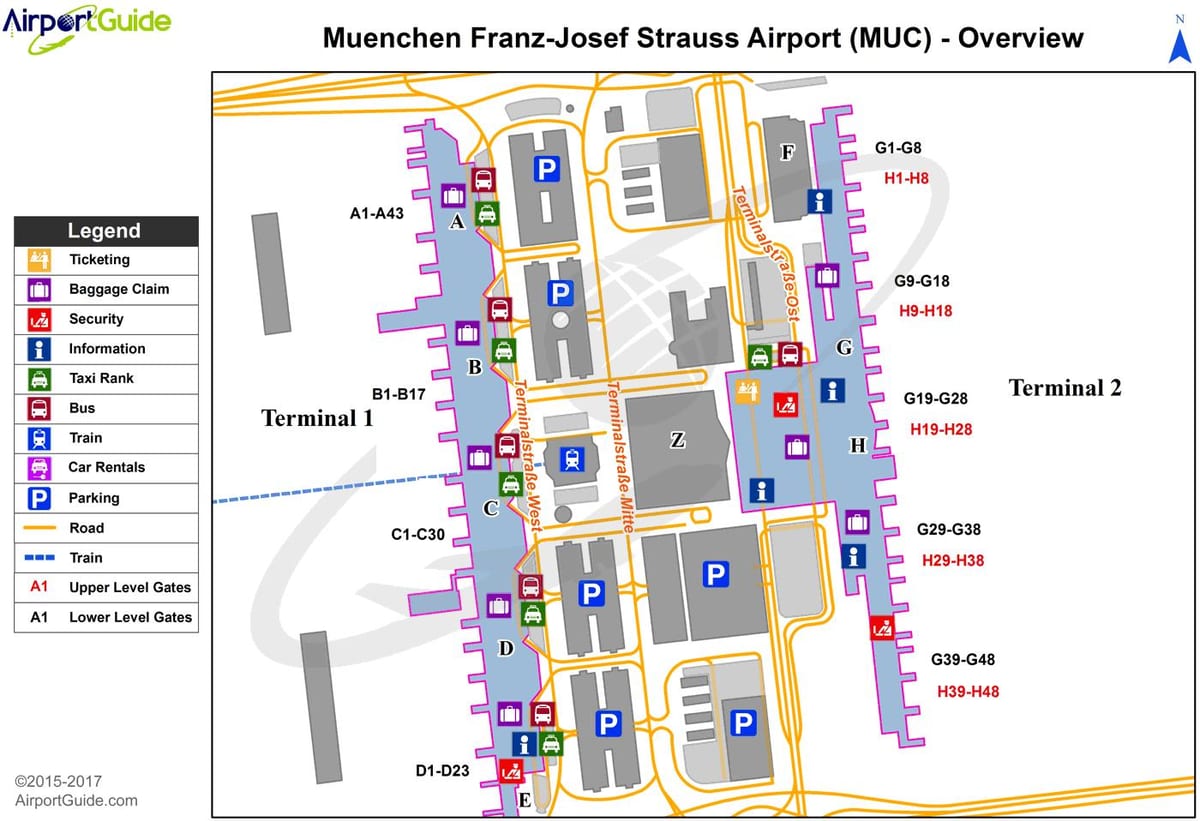 sân bay quốc tế munich bản đồ