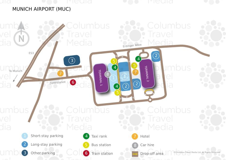 Bản đồ của munich sân bay, ga tàu