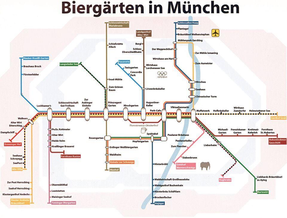 Bản đồ của munich bia vườn