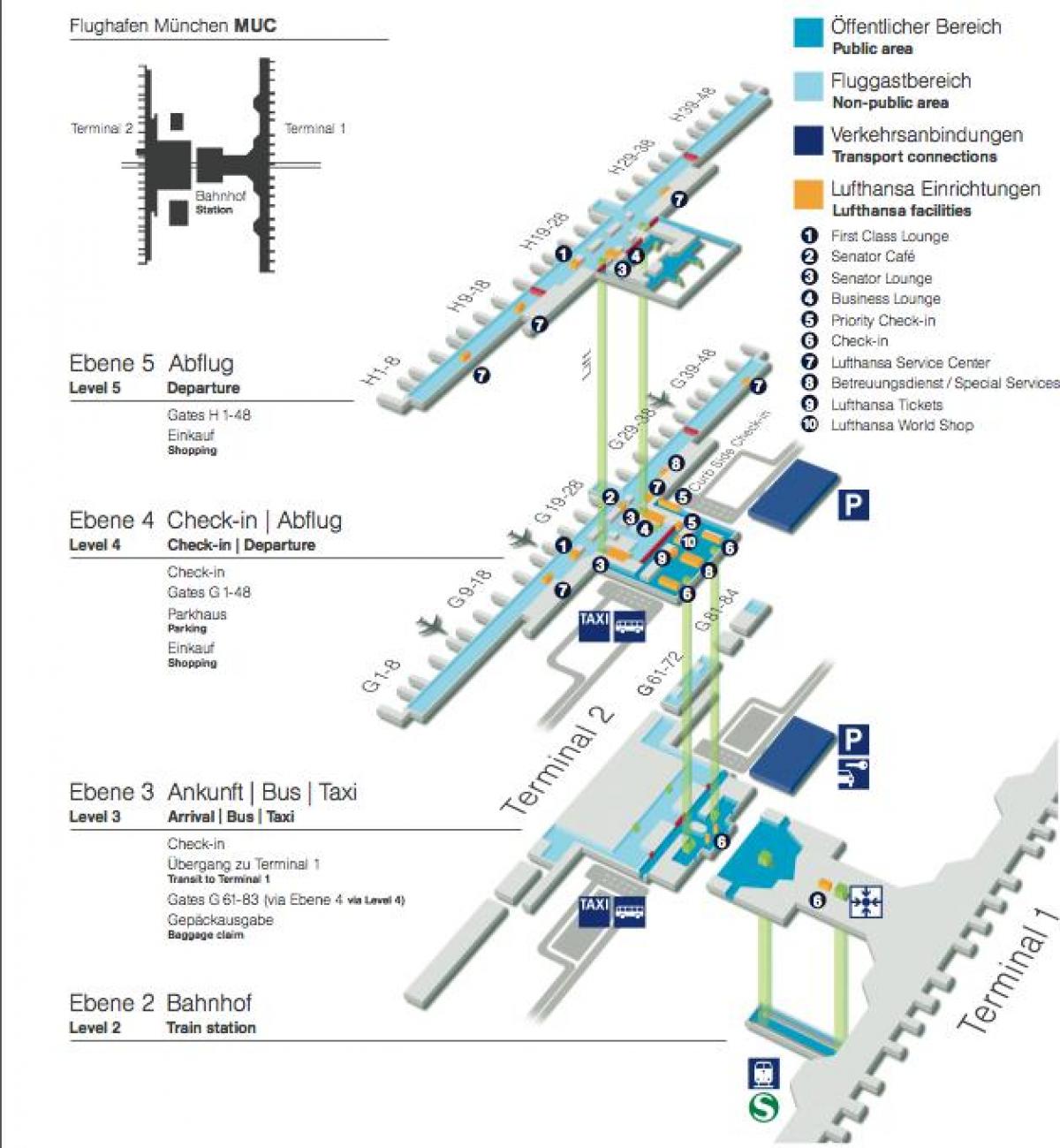 Bản đồ của munich sân bay hãng hàng