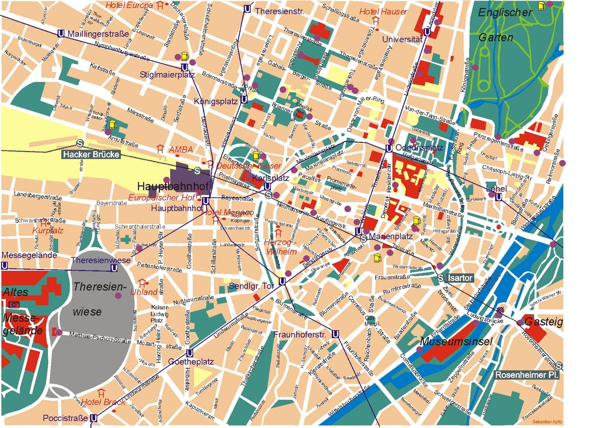 Bản đồ của munich cuộc sống về đêm