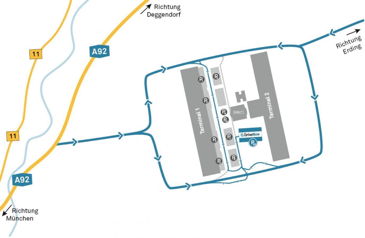 munich sân bay bản đồ