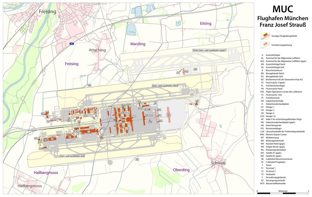 munich sân bay, ga bản đồ