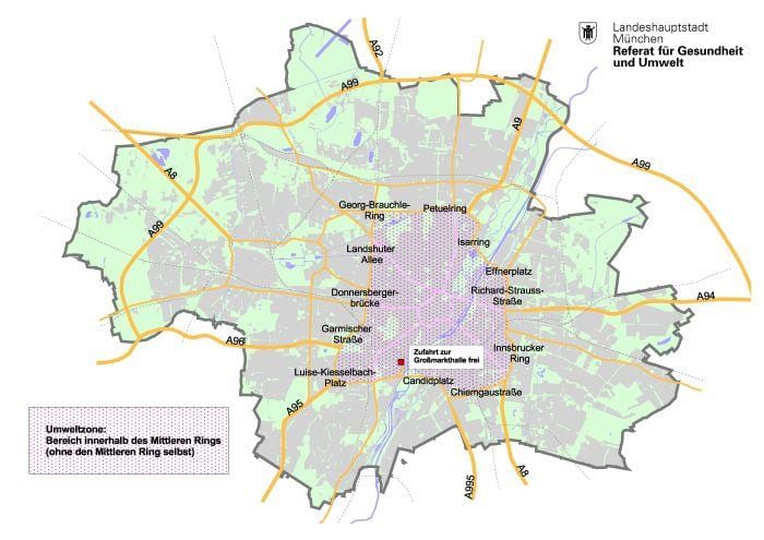 Bản đồ của munich khu vực xanh