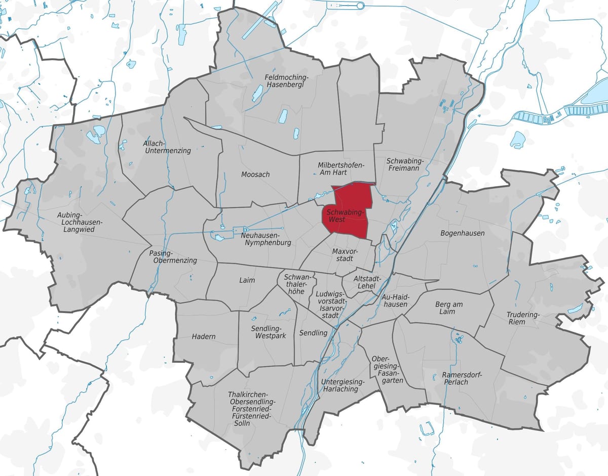 Bản đồ của schwabing munich