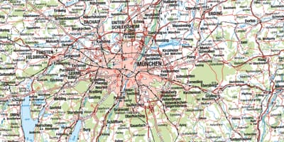 Bản đồ của munich và xung quanh thành phố