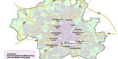 Bản đồ của munich khu vực xanh