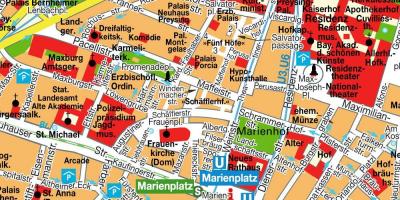 Đường phố, bản đồ của trung tâm thành phố munich